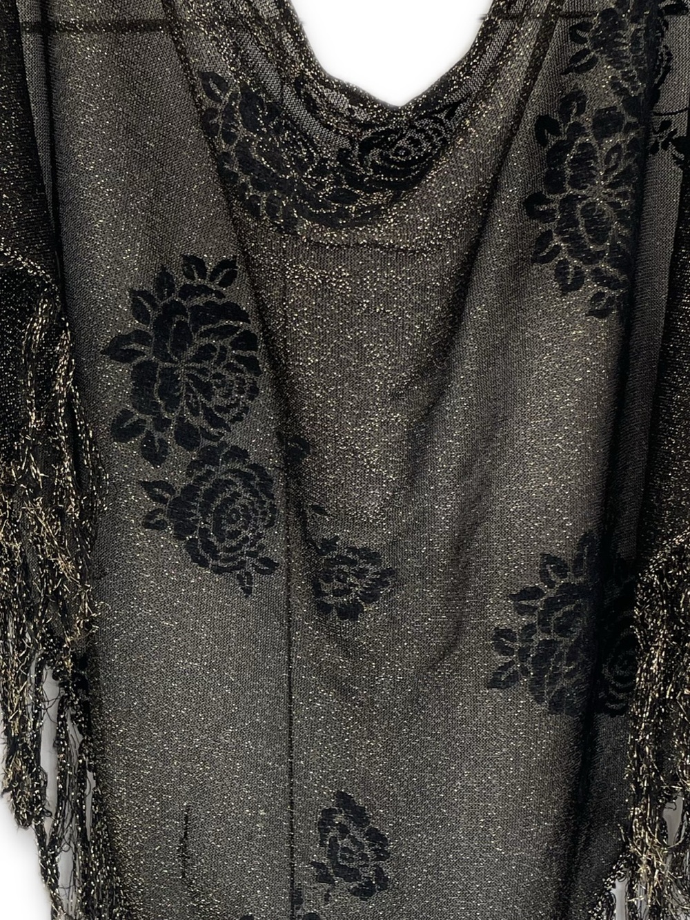 Vintage Sexy Gold Floral Sparkly Sheer Scarf Shawl Final Price